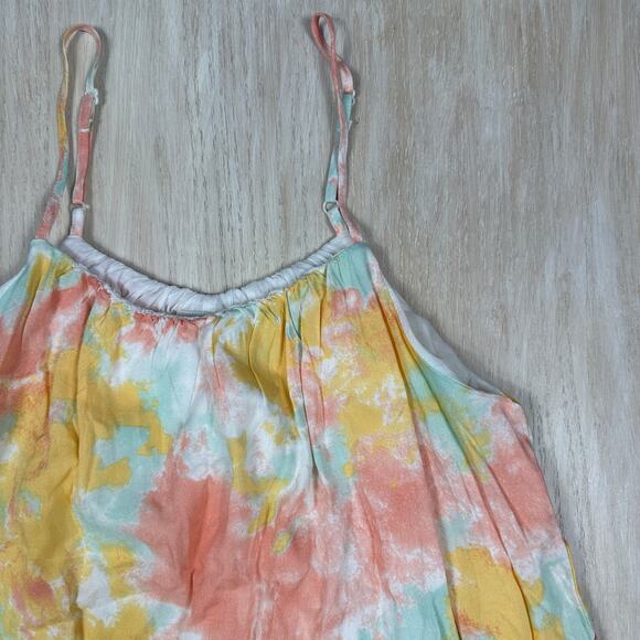 NWT Francesca's Blue Rain Boho Sunset Tie Dye Tiered Whimsical Midi Dress Medium - Picture 3 of 14